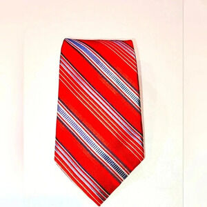 BARNEY'S NEW YORK MENS TIE Red White & Blue Stripes Necktie USA 100% SILK